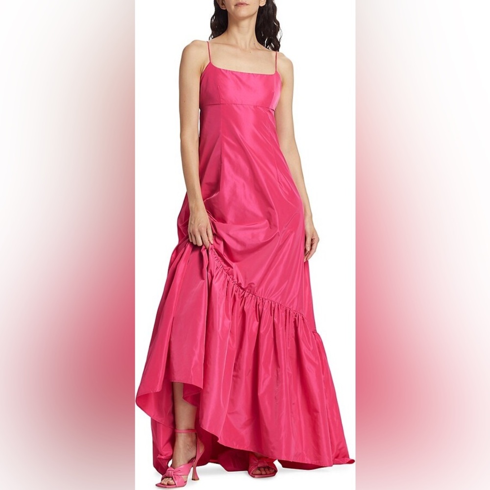 STAUD NWT $495 Florence A-Line Sleeveless Open-Back Pink Gown Size Large